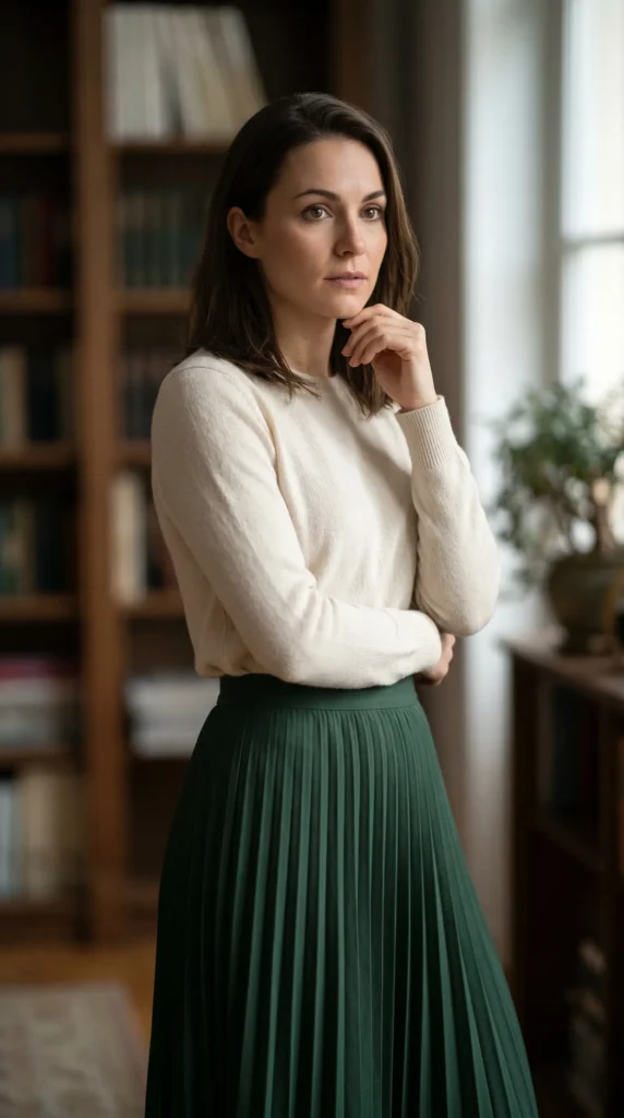 Long Pleated Midi Skirt