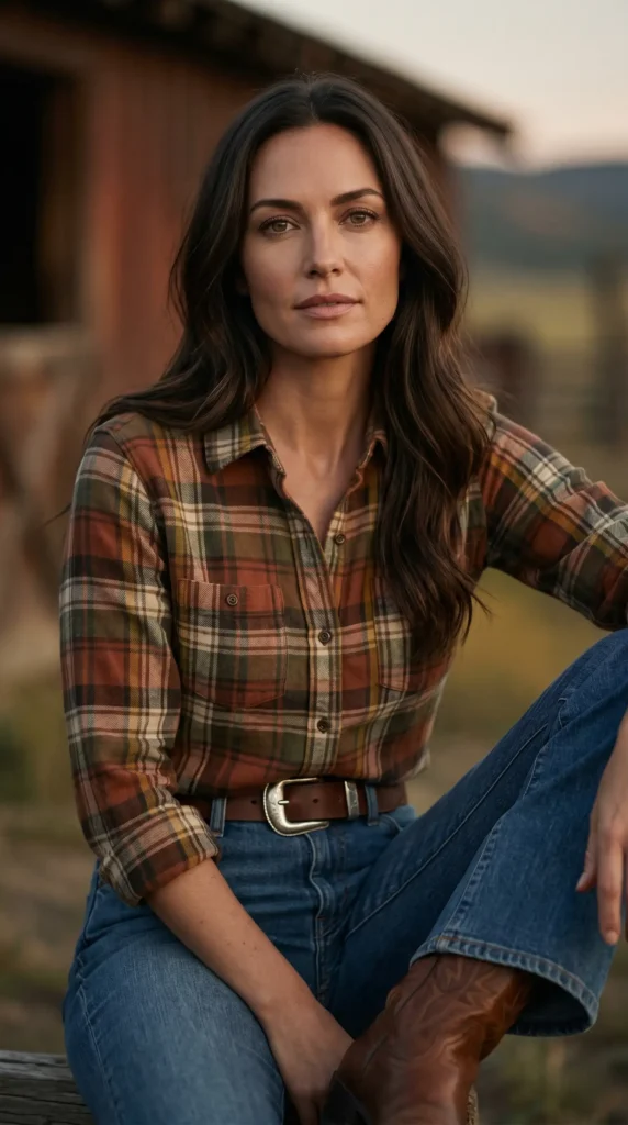Plaid Shirt & Bootcut Jeans