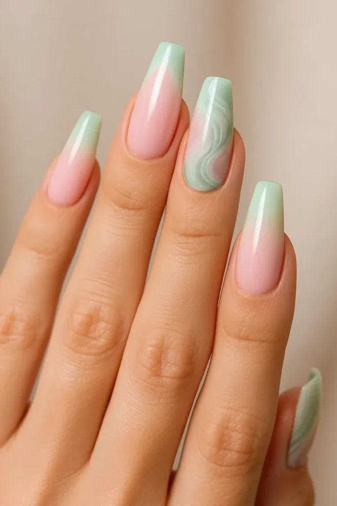 Mint Green & Soft Pastels nails